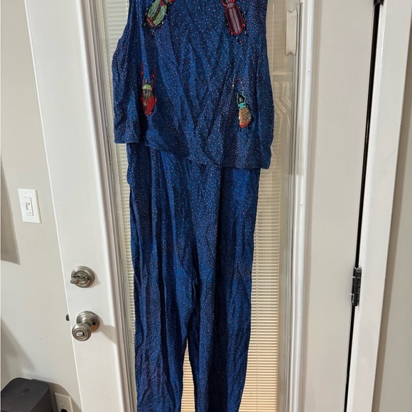 Anthropologie Pants - Anthropologie beaded scarab beetle jumpsuit